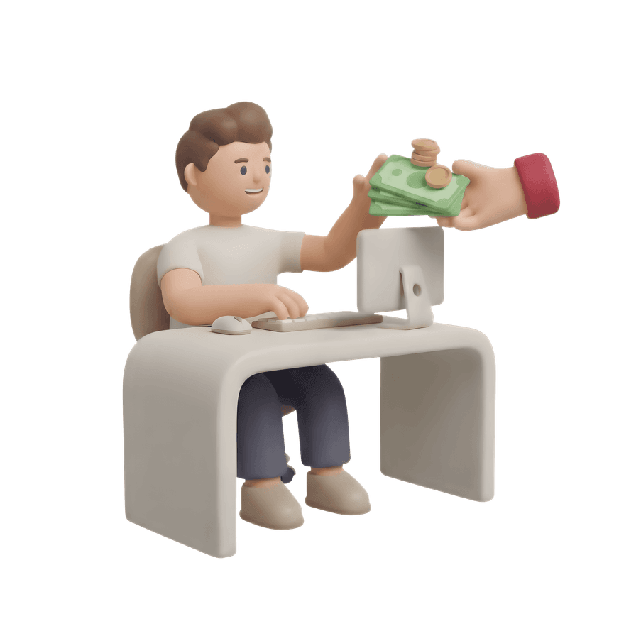 A person receiving a paycheck